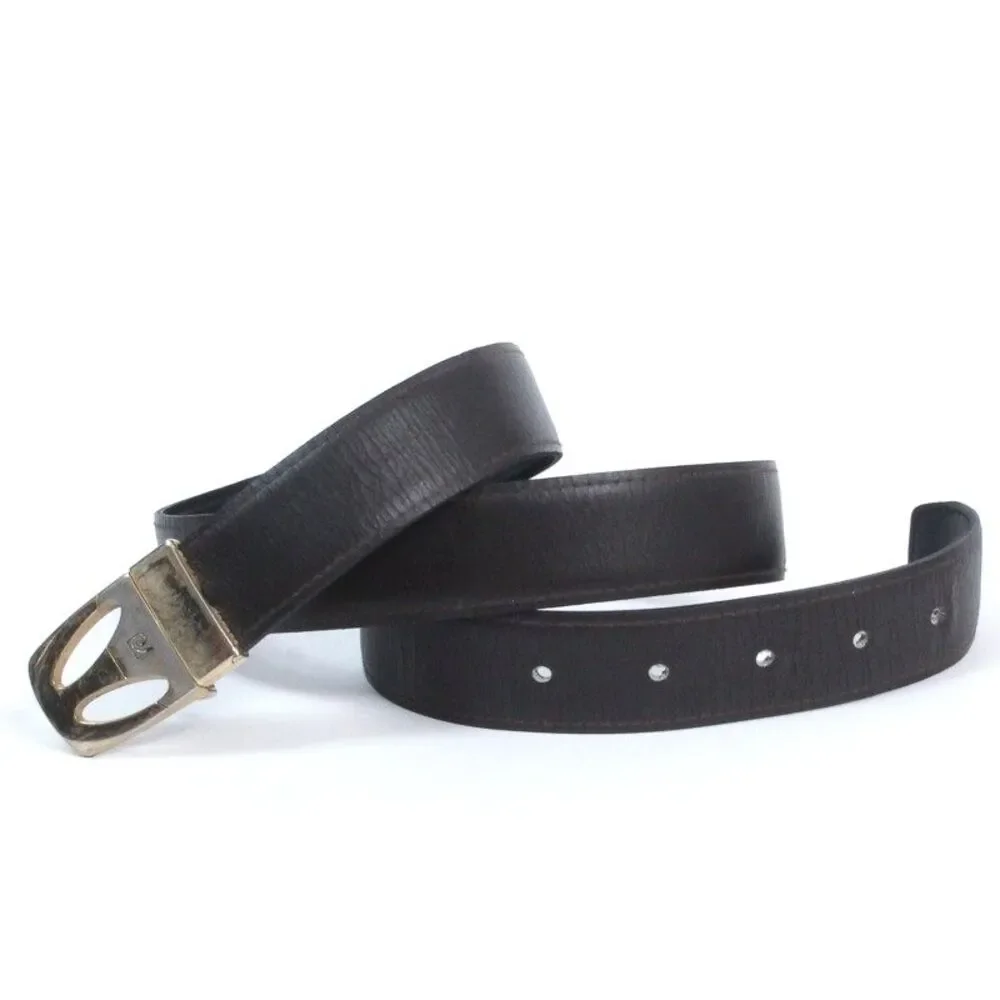 Vintage Pierre Cardin Reversible Belt Black Brown Leather Gold Logo Buckle Italy